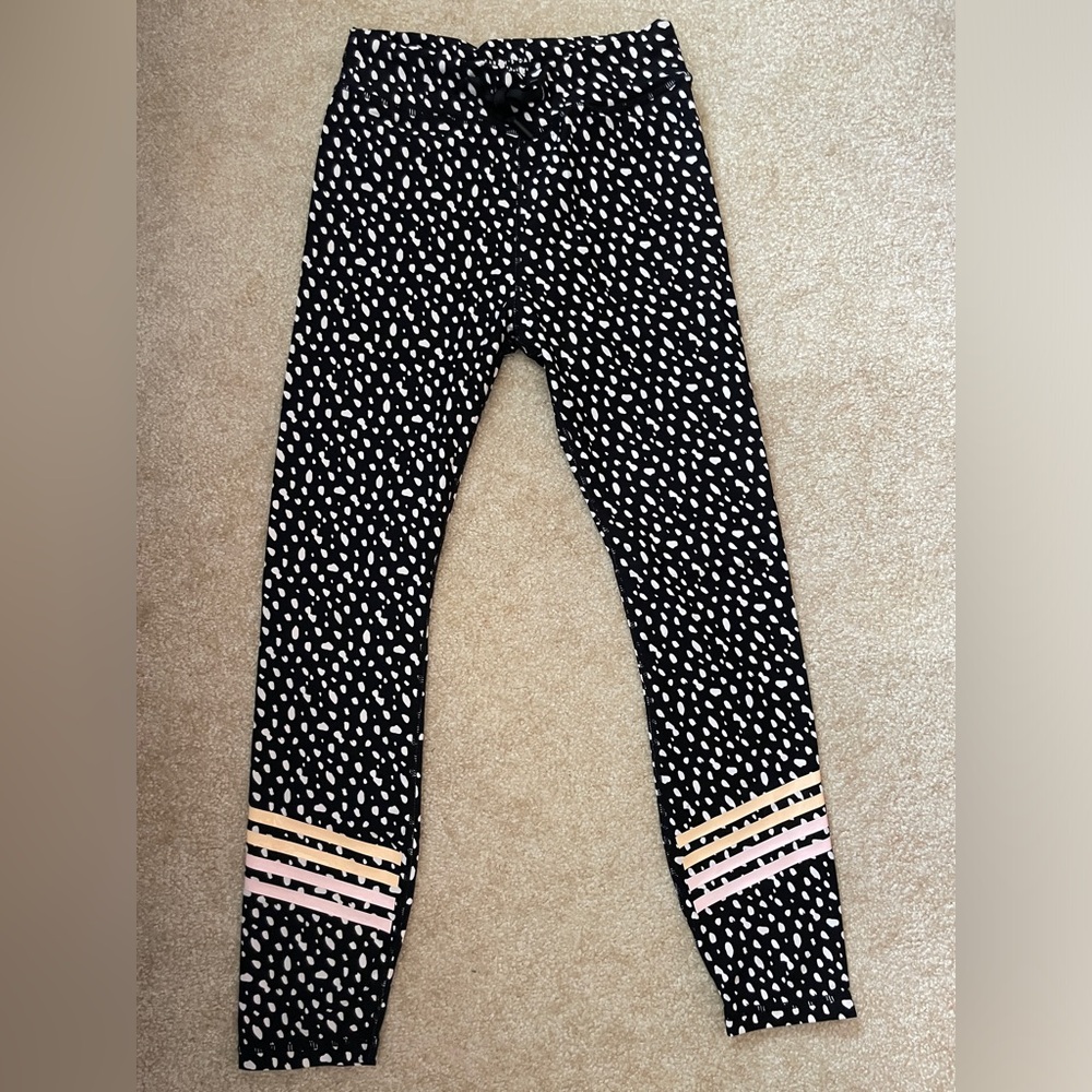 SDXWFA Sarah’s Day x White Fox Athletic Black Polka dot Leggings M NWOT